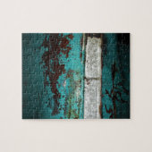 ジャンクヤードビンテージカー50のティール(緑がかった色)アクア ジグソーパズル (横)