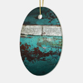 ジャンクヤードビンテージカー50のティール（緑がかった色）アクア セラミックオーナメント (左)