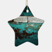 ジャンクヤードビンテージカー50のティール（緑がかった色）アクア セラミックオーナメント (右)