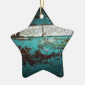 ジャンクヤードビンテージカー50のティール（緑がかった色）アクア セラミックオーナメント (左)