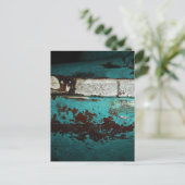 ジャンクヤードビンテージカー50のティール（緑がかった色）アクア ポストカード (スタンド正面)