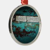 ジャンクヤードビンテージカー50のティール（緑がかった色）アクア メタルオーナメント (右)