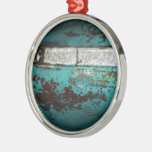 ジャンクヤードビンテージカー50のティール（緑がかった色）アクア メタルオーナメント (左)