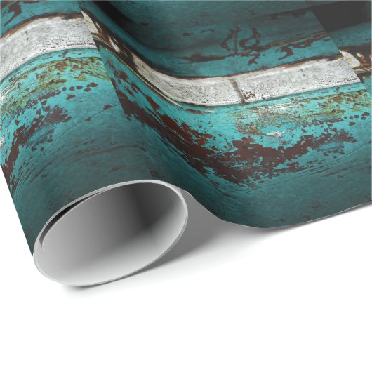 ジャンクヤードビンテージカー50のティール(緑がかった色)アクア ラッピングペーパー (ロールコーナー)