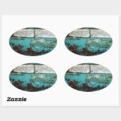 ジャンクヤードビンテージカー50のティール（緑がかった色）アクア 楕円形シール (シート)