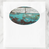 ジャンクヤードビンテージカー50のティール（緑がかった色）アクア 楕円形シール (バッグ)