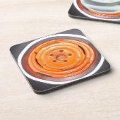 ジャンクヤードヴィンテージホイール、オレンジ色の白黒 コースター (左側)