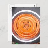 ジャンクヤードヴィンテージホイール、オレンジ色の白黒 ポストカード (正面/裏面)