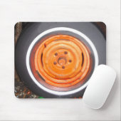 ジャンクヤードヴィンテージホイール、オレンジ色の白黒 マウスパッド (マウス)