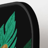 ジャングかわいらしルレオパードフローラアート |黒 |名前 ピックルボールラケット (左詳細)