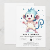 ジャングエレガントルモンキー誕生日 招待状 (正面/裏面)