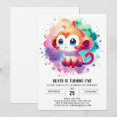 ジャングエレガントルモンキー誕生日 招待状 (正面/裏面)