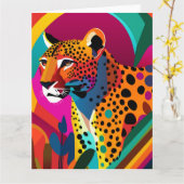 ジャングカラフルコンテンポラリールチーテポートレート カード (黄色い花)