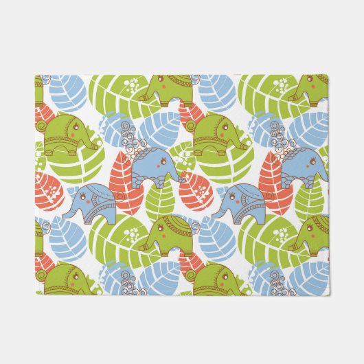 ジャングカラフルルゾウ ドアマット (正面)