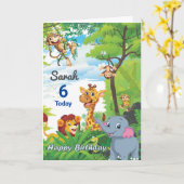 ジャングパーソナライズされたルをテーマにしたカー子供へド カード (黄色い花)