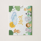 ジャングパーソナライズされたルアニマルチャイルドネームパズル ジグソーパズル (縦)