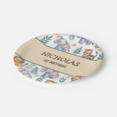 ジャングパーソナライズされたルサファリ動物の水色 ペーパープレート (アングル)