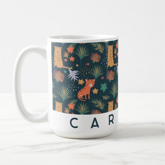 ジャングパーソナライズされたルレオパード・マグ | カスタムカップ コーヒーマグカップ (左)