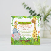 ジャングルおもしろい動物バースデーパーティ招待状 招待状 (スタンド正面)