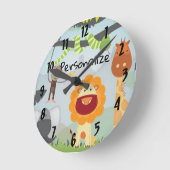 ジャングルおもしろい ラウンド壁時計 (傾斜)