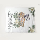 ジャングルかわいい動物モノグラム熱帯赤ちゃんシャワー タペストリー (正面(横))