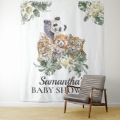 ジャングルかわいい動物モノグラム熱帯赤ちゃんシャワー タペストリー (インサイチュ)