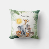 ジャングルかわいい赤ちゃん動物の子供の誕生日プレゼント子供部屋 クッション (正面)