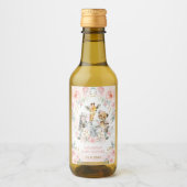 ジャングルかわいらしアニマルピンク赤面フローラの好意 ワインラベル (正面)