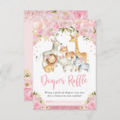 ジャングルかわいらしサファリ赤面フローラおむつラッフル エンクロージャーカード (正面/裏面)