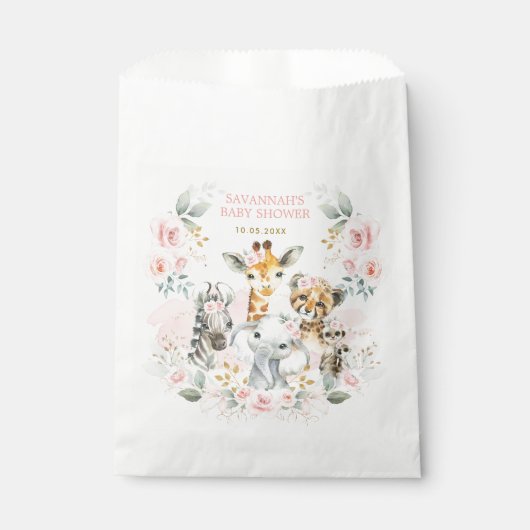 ジャングルかわいらし野生の赤ちゃん動物赤面ピンクフローラ フェイバーバッグ (正面)