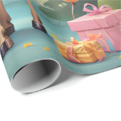 ジャングルでのキリン&ギフト |折り返し紙 ラッピングペーパー (ロールコーナー)