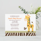 ジャングルでの楽しいキリン赤ちゃん歓迎会の招待状 招待状 (スタンド正面)