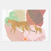 ジャングルでヒョウのママとベビー ラッピングペーパーシート (正面)
