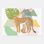 ジャングルでヒョウのママとベビー ラッピングペーパーシート (正面)