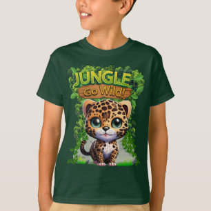 ジャングルで大自然を満喫 ヒョウの子猫野生動物🐆 Tシャツ