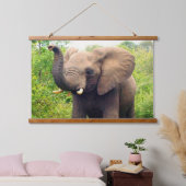 ジャングルで最も美しい野生のアぶら下がったフリカ象 吊り下げ型タペストリー (寝室)