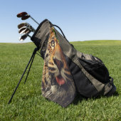 ジャングルで水をラッピングしながらヒョウが動く ゴルフタオル (グリーン)