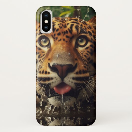 ジャングルで水をラッピングしながらヒョウが動く Case-Mate iPhoneケース (裏面)
