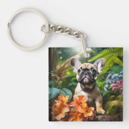 😍ジャングルで遊ぶフレンチブルドッグの仔犬 キーホルダー