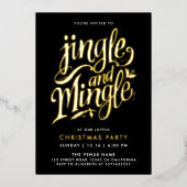 ジャングルと黒スタイリッシュ金ゴールド書 箔招待状 (正面)