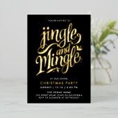 ジャングルと黒スタイリッシュ金ゴールド書 箔招待状 (立ち正面)