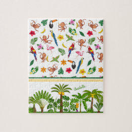 ジャングルに可愛いサルとバナナ ジグソーパズル