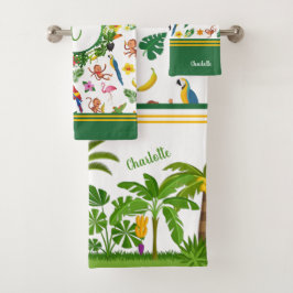 ジャングルに可愛いサルとバナナ バスタオルセット