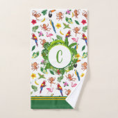 ジャングルに可愛いサルとバナナ バスタオルセット (ハンドタオル)