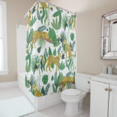 ジャングルに生えた、継ぎ目のないヒョウのパターン。サマートロ シャワーカーテン (インサイチュ)
