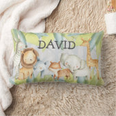. .ジャングルに生き物のかわいいサファパーソナライズされたリ ランバークッション (ブランケット)