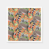 ジャングルに生息するリングや輪の尾を持つマダガスカルのレムルス スタンダードカクテルナプキン (正面)