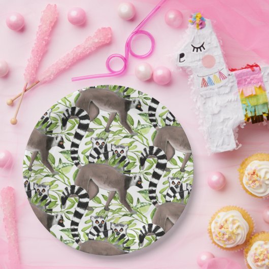 ジャングルに生息するリングや輪の尾を持つマダガスカルのレムルス ペーパープレート (パーティー)