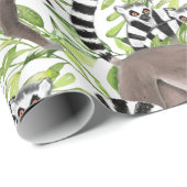 ジャングルに生息するリングや輪の尾を持つマダガスカルのレムルス ラッピングペーパー (ロールコーナー)