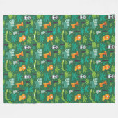 ジャングルに生息する野生動物 フリースブランケット (正面(横))